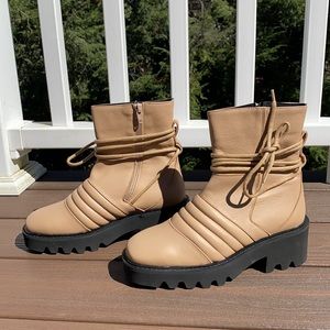 Free People Tori Padded Moto leather Boots tan size 38/7.5 and 39/8.5